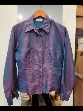 Miss Selfridge Iridescent Purple Shirt with Blue Sheen